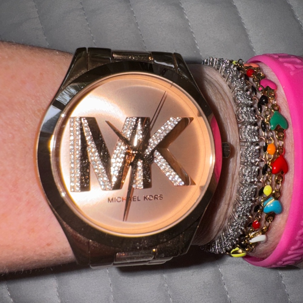 Michael Kors Rose Gold Watch with Crystal Logo